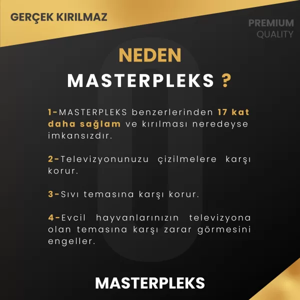 Masterpleks Gerçek Kırılmaz Televizyon Ekran Koruyucu - Görsel 4